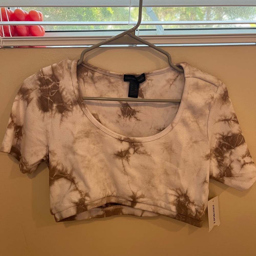 Zara Brown Tie-Dye Women's Crop Top